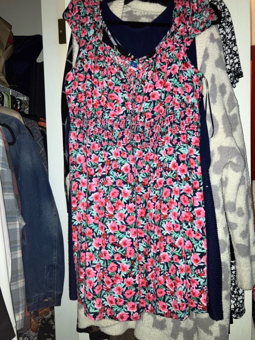 Old Navy Pink and Green Floral Sun Dress XL